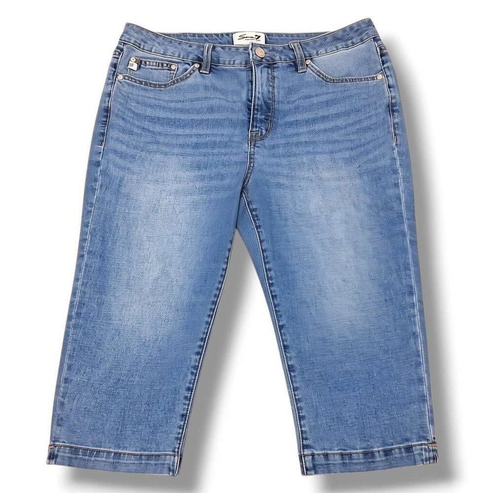 Seven7 Audrey Skimmer Jeans Size 10 Medium Wash Stretch Denim Capris Shorts